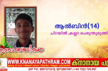 കല്ലറ: തോട്ടില്‍ കുളിക്കാനിറങ്ങിയ വിദ്യാര്‍ത്ഥി മുങ്ങി മരിച്ചു