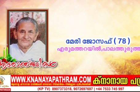 പാലത്തുരുത്ത്  എരുമത്തറയിൽ  മേരി ( 78 ) നിര്യാതയായി