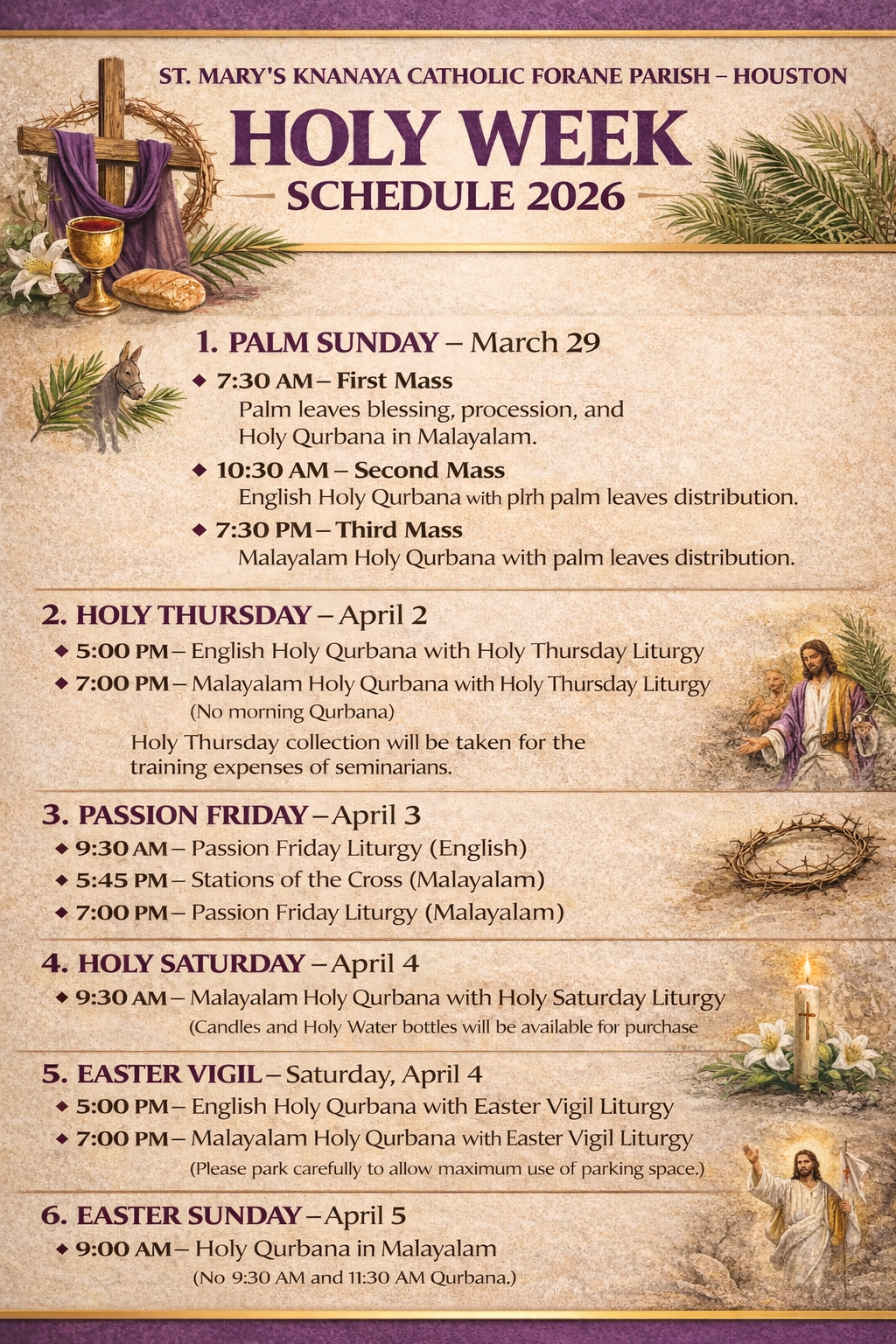 ഹൂസ്റ്റൺ ക്നാനായ കത്തോലിക്കാ ഫൊറോനായിലെ വിശുദ്ധവാര കർമ്മങ്ങൾ